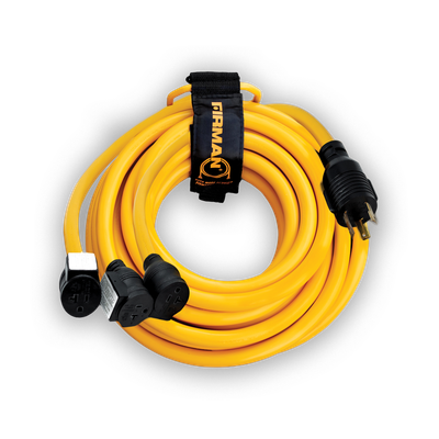 Firman Generator Power Cord L5-30P to 3x5-20R 25ft Extension 10 AWG and Storage Strap (1105)