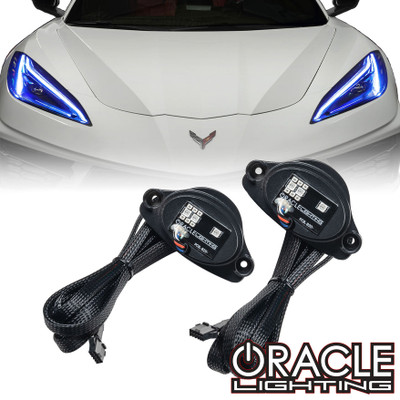 Oracle Lighting 2020-2024 Chevrolet C8 Corvette ColorSHIFT RGB+A LED Headlight DRL Kit (1442-330, 1442-333, 1442-334, 1442-335, 1442-504)