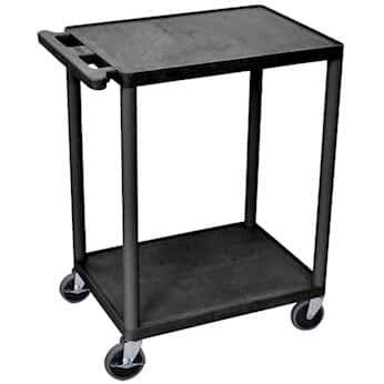 Luxor Workspaces Multipurpose Utility Cart,2 Flat Shelves,Black;33.5" H (HE32-B)