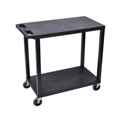 Luxor Workspaces Cart, 2 Flat Shelves, 18" X 32", Black (EC22-B)
