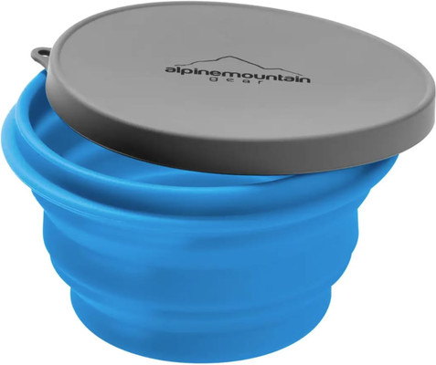 Alpine Mountain Gear Collapsible Silicone Container w/Lid - Large Blue (AMGCSB-L)