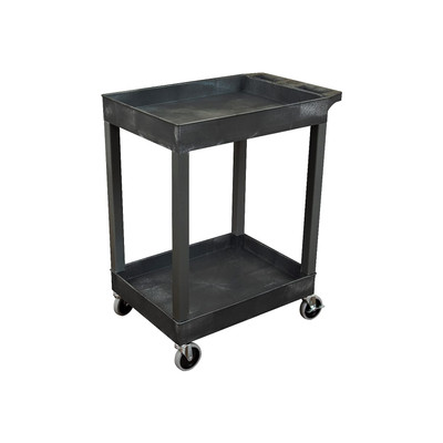 Luxor Workspaces 24"X 18" Plastic Utility Tub Cart- 2 Shelf, Black (SEC11-B)