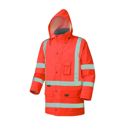 Pioneer Safety Hi-Vis Waterproof Winter Quilted Orange Jacket, Small (V1150150U-S)