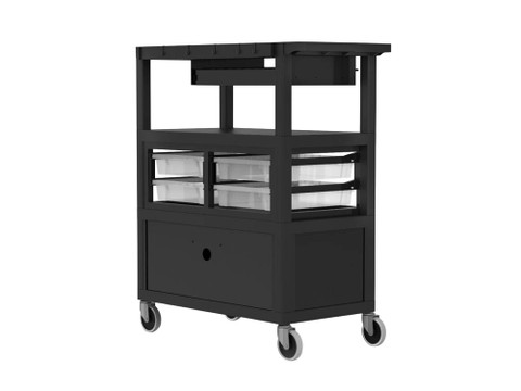 Luxor Workspaces 32"X18" Deluxe Teacher Cart, Locking Cabinet (ECMBSKBC-B)