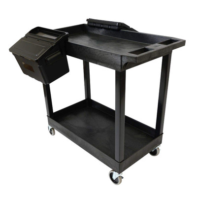 Luxor Workspaces 32"X18" Tub Cart - 2 Shelves W/ Utility Bins (EC11-B-OUTRIG)