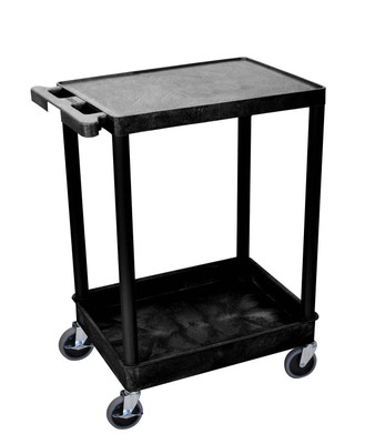 Luxor Workspaces Stc Series 18 X 24" 2-Shelf Utility Cart, Black (STC21-B)