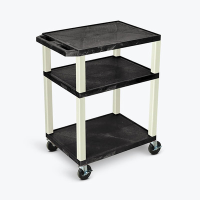 Luxor Workspaces 34" H Av Cart - Three Shelves - Putty Legs (WT34)