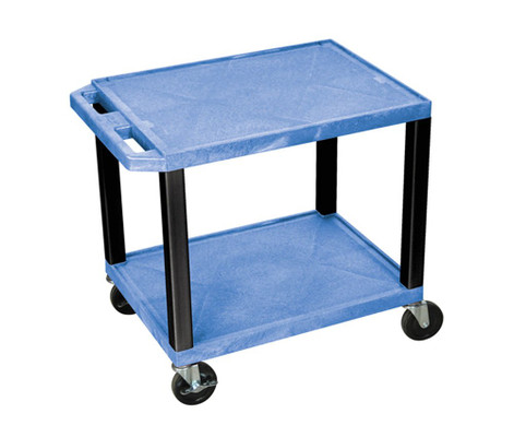 Luxor Workspaces Tuffy Blue 2 Shelf Av Cart W/Black Legs & Electric (WT26BUE-B)