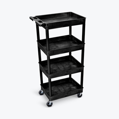 Luxor Workspaces Tub Shelf Cart - Four Shelves (STC1111-B)