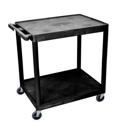 Luxor Workspaces 2 Shelf Utility Cart Black - Small (HE38-B)