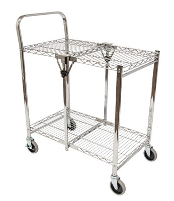 Luxor Workspaces Two-Shelf CollaPSIble Wire Utility Cart, Silver (WSCC-2)