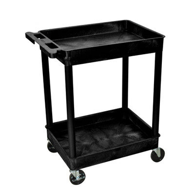 Luxor Workspaces 2 Shelf Rolling Utility Cart, Black (STCS11-B)