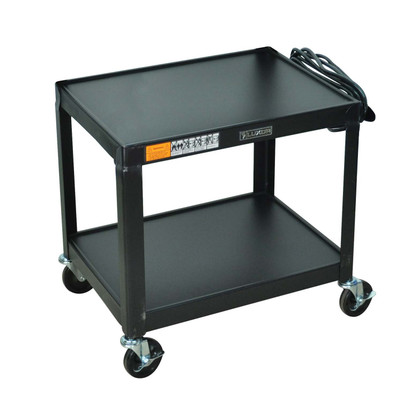 Luxor Workspaces Steel Fixed Ht Adjustable Av Utility Cart, 26"H, Black (AV26)