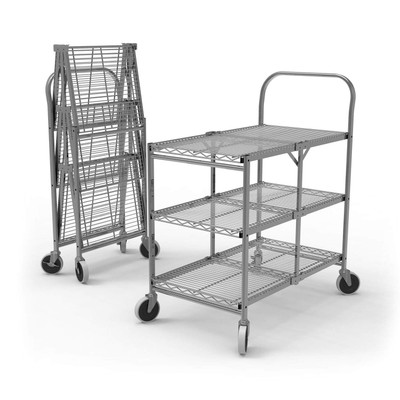 Luxor Workspaces Three-Shelf CollaPSIble Wire Utility Cart (WSCC-3)