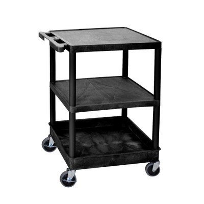 Luxor Workspaces Flat Top/Middle And Tub Bottom Shelf Cart (STC221-B)