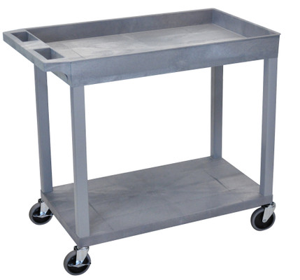Luxor Workspaces Cart, 1 Tub/1 Flat, 18 X 32, Gray (EC12-G)