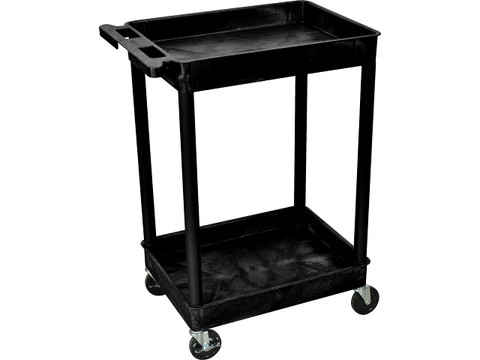 Luxor Workspaces 2-Shelf Laminate Utility Cart, Black (Stc11-B) (STC11-B)