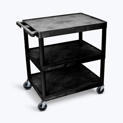 Luxor Workspaces Utility Cart - 3 Shelves Structural Foam Plastic (HE40-B)