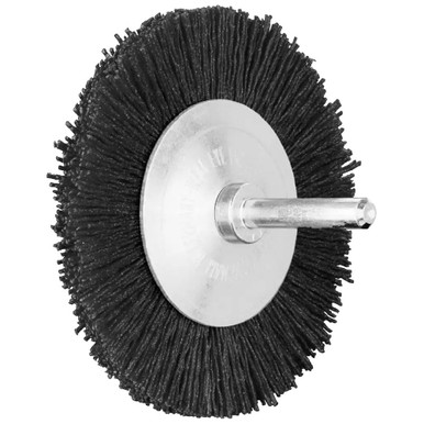Opens dialog PFERD 84208 3" OD M-BRAD Mounted Wheel Brush, narrow face .040"/80 Grit Cer. Ox., 1/4" stem NR (10pk)