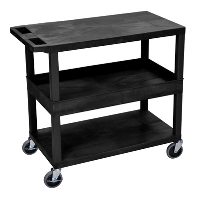 Luxor Workspaces 32" X 18" Cart - Two Flat/One Tub Shelves (EC212HD-B)
