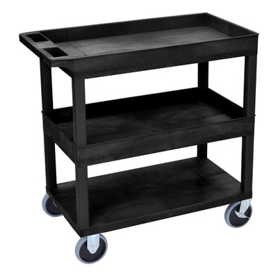 Luxor Workspaces 32" X 18" Cart - Two Tub/One Flat Shelves (EC112HD-B)