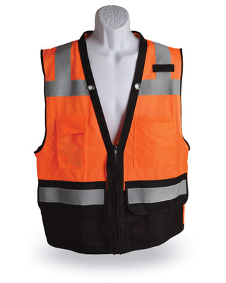 Walkers Safety Surveyor Safety Vest - Orange/Black (X-Large) (GWP-SF-VSUR-OR-XL)