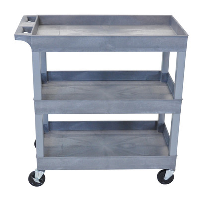 Luxor Workspaces Three Shelf Utility Cart - Grey (EC111-BU)