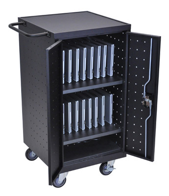 Luxor Workspaces Laptop Charging Cart, 18", Black (LLTP12-B-UPS)