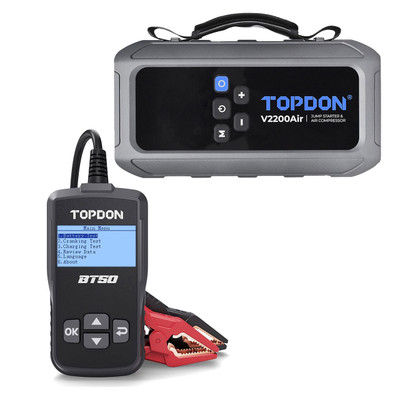 TOPDON 2-in-1 2200 Peak Amp Jump Starter & Tire Inflator (V2200Air) + Free Tool