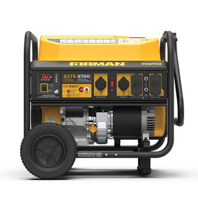 Firman Gas Portable Generator 8350/6700W Recoil Start 120/240V Wheel Kit & Bonus Cover CO Alert 49 ST CAN (P06702)