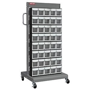 Shopsol Mobile Cart 2-Sided Flip Out Part Storage Bins - 80 Compartment (Ms-25000) (1010547)