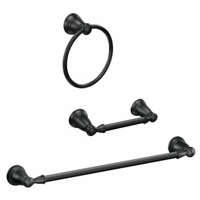 Banbury Matte Black 3-piece Bathroom Hardware Set With Toilet Paper Holder & Towel Accessories