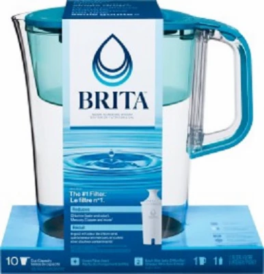 10-cup Bpa-free Water Filter Pitcher With Replacement Filter