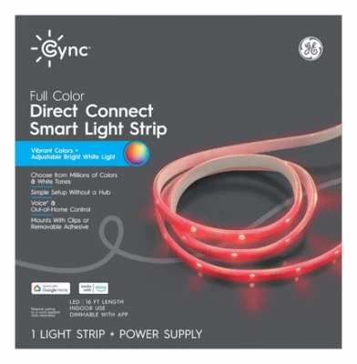 Cync 16ft Smart Led Light Strip – Vibrant, Voice-controlled Illumination