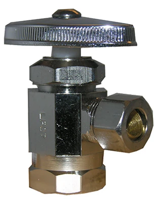 Chrome Angle Stop Valve With 1/2" Female Thread And 3/8" Compression Connector
