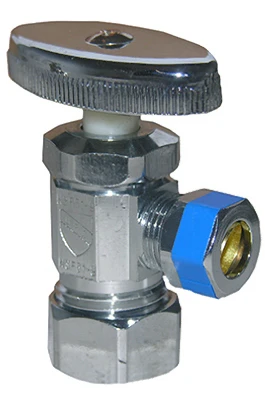Durable Chrome Brass Angle Valve With 5/8" Inlet & 3/8" Outlet Compression Fittings