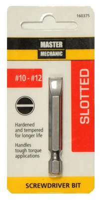 Slotted Screwdriver Power Bit, #10-12, 2-inch Precision Tool