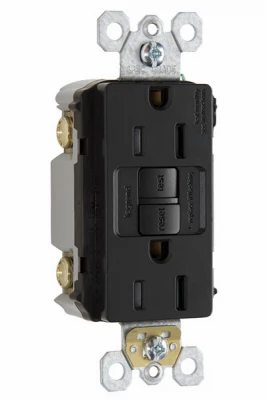 Pass & Seymour Gfci Receptacle, 15a, 125v, Tamper Resistant, Self Testing, Black