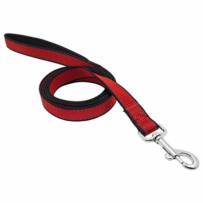 Reflective Nylon Dog Leash - 6ft Black & Red