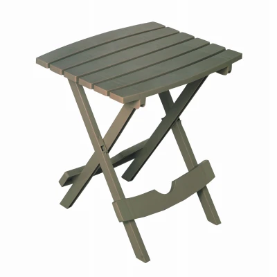Quik-fold Gray Resin Portable Side Table For Indoor & Outdoor Use