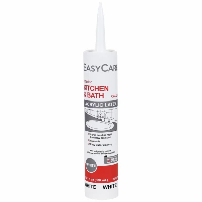 White Latex Adhesive Caulk For Kitchen & Bath – 10.1 Oz Tube
