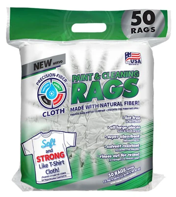 Precision Fiber Paint & Cleaning Rags – 50 Pack, 12.5x16 In., White