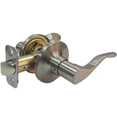 Reversible Bergamo Passage Wave Lever Lockset, Satin Nickel, Adjustable Backset