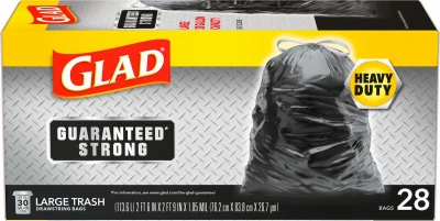 Heavy-duty 30 Gallon Outdoor Trash Bags With Drawstring – 28 Count