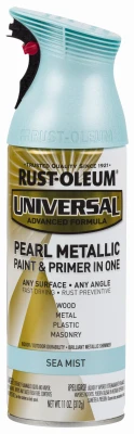 Universal Metallic Spray Paint & Primer – Pearl Sea Mist, 11 Oz
