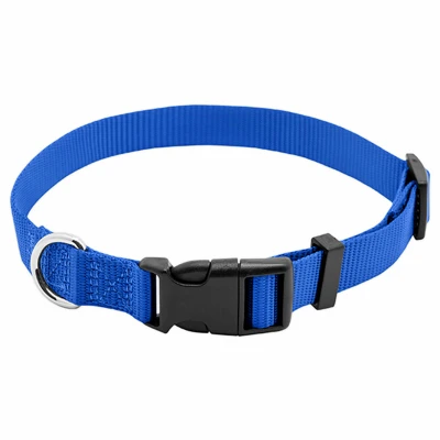 Adjustable Blue Nylon Dog Collar With Secure Quadlock Buckle, 3/8" X 8-12"