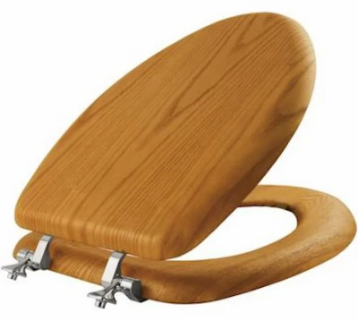 Mayfair Oak Wood Veneer Elongated Toilet Seat With Chrome Hinges