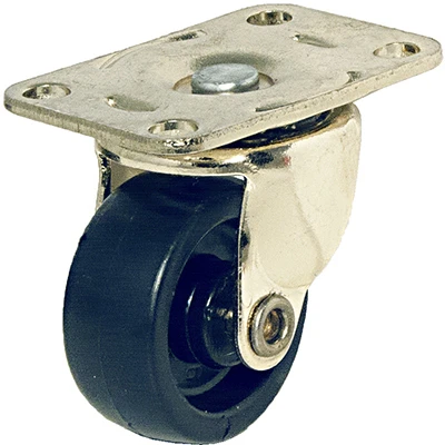Black Wheel Casters With Brass Finish - 1-1/4-inch, 2-pack