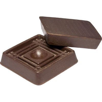 Furniture Cups, Brown Rubber, Square, 1-5/8-in. Id, 4-pk.