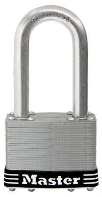 Keyed Laminated Padlock, Stainless Steel, 2.5-inch Long Shackle